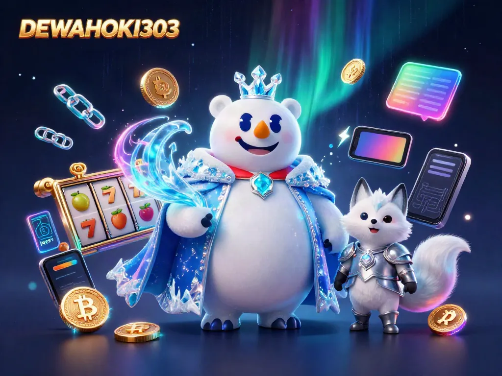 Permainan slot DEWAHOKI303 bersama karakter beruang kutub dan rubah dengan efek menarik.