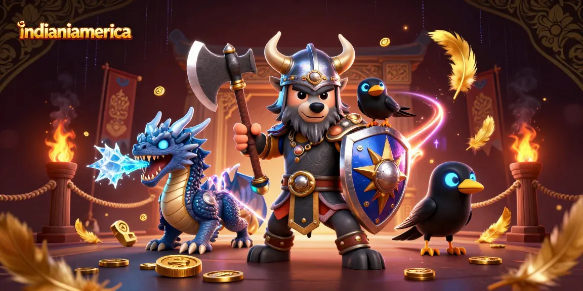 Engage in thrilling action at indianiamerica's dynamic 3D casino featuring a Viking wolf warrior and dragon.
