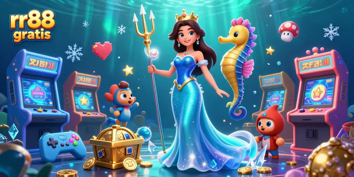 Experience rr88 gratis with vibrant 3D casino illustrations displaying underwater adventure gaming elements.